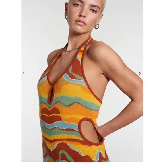 NWT Milk It SaharaJumpsuit Desert Knit  HAlterneck Jumpsuit All Cotton 16 - Picture 2 of 8